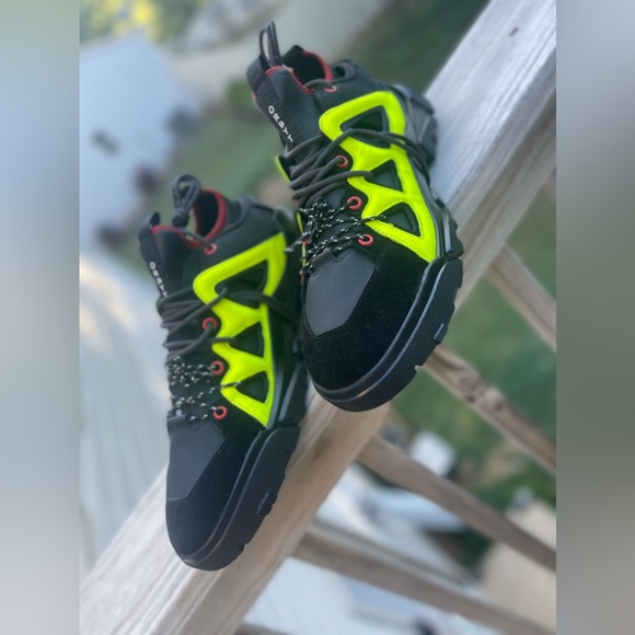 ALEXANDER MCQUEEN MCQ Men’s Orbyt Mid Neon YELLOW BLACK - Picture 8 of 12